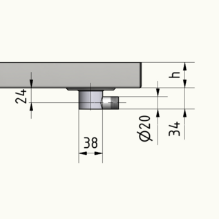 Versandmetall Receveur de douche en acier inoxydable, base de douche {R3A} 1,5 mm, dimensions extérieures : longueur 570 mm, largeur 435 mm, hauteur 60 mm avec rebord de 20 mm, 1 bonde (voir schéma)