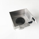 Versandmetall Regenrinne Glasdach 13mm und 18 mm, Sonderablauf - Endstück mit Ablaufstutzen d=60,3 mm- aus Edelstahl 1.4301 außen Schliff K320