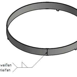 Versandmetall Wog-ring, diameter 520 mm, gemaakt van gepolijst roestvrij staal, hoogte 50 + 10 mm.