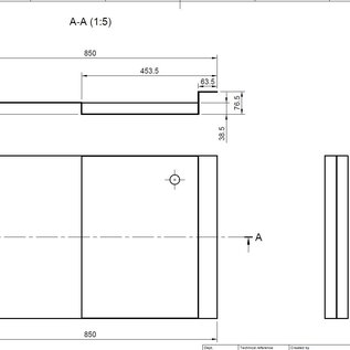 Versandmetall Sonder - Edelstahl Duschwanne, Duschtasse { R1A } 1,5mm , INNEN Schliff K320, Maße 850x545, Höhe  40mm,  nach Zeichnung