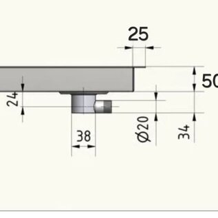 Versandmetall Sonder - Edelstahl Duschwanne, Duschtasse { R3A } 1,5mm , INNEN Schliff K320, Maße 605x750mm zzgl. umlaufenden Rand 25mm ,Höhe  50mm