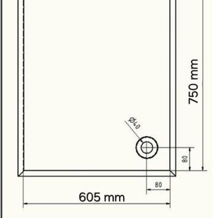 Versandmetall Sonder - Edelstahl Duschwanne, Duschtasse { R3A } 1,5mm , INNEN Schliff K320, Maße 605x750mm zzgl. umlaufenden Rand 25mm ,Höhe  50mm