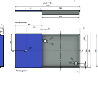 Versandmetall 2-delige RVS douchebak {R4A}, materiaaldikte 1,5mm, INSIDE cut K320, afmetingen 884,5x543mm (plus 30mm rand), hoogte 80mm, 2 afvoergaten - Copy - Copy