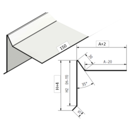 Versandmetall Ortgangblech-Verbinder aus 1,0mm Edelstahl Oberfläche gebürstet 150mm lg