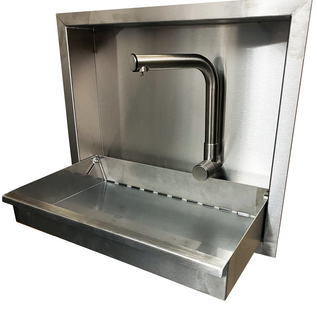 Versandmetall Lavabo pliant en acier inoxydable 490x300mm, 2 pièces, épaisseur du matériau 1,5mm, extérieur du bassin brossé, intérieur de la robinetterie brossé K320, (sans robinet)