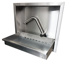 Versandmetall Opklapbare wastafel van roestvrij staal, 490x300 mm, 2-delig, materiaaldikte 1,5 mm, buitenkant wastafel geborsteld, binnenkant kraan geborsteld K320 (exclusief kraan)