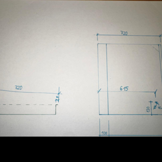 Versandmetall Sonder - Edelstahl Duschwanne, Duschtasse { R3A } 1,5mm , INNEN Schliff K320, Maße 720x780, Höhe 80mm,  inkl  Rand, nach Skizze