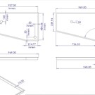 Versandmetall Speciale aanbieding - 2 roestvrijstalen douchebakken, douchebodems {R3A} 1,5 mm, binnenzijde K320 geborstelde afwerking, 16 mm rand, 45 mm hoogte, afmetingen bak 1 - 521x705 mm, afmetingen bak 2 - 516x969 mm, afvoer zoals aangegeven op de schets