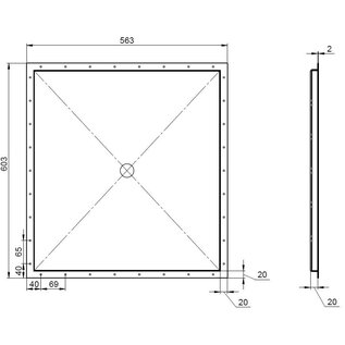 Versandmetall  2-delige speciale set - roestvrijstalen douchebak, douchebodem {R3A} 1,5 mm, binnenafwerking K320, afmetingen volgens tekening: 2006916-02-013-004, 006916-02-013-005