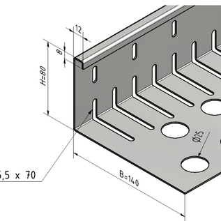 Versandmetall Speciale set roestvrijstalen grindstopperstrips, geperforeerd, 90° gebogen, afmetingen 80-120 mm, 13 meter (6x2000 mm, 1x1000 mm), 6 verbindingsstukken