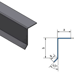 Versandmetall Ortgangblech groß, Pultdach, Aluminium blank roh mit Tropfkante außen 50x250mm,  Winkel 90°, Blächstärke 1mm - 2500 mm
