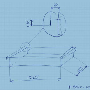 Versandmetall Receveur de douche sur mesure en acier inoxydable {R2A} 1,5 mm, finition intérieure K320, dimensions 315 x 165 mm (avec rebord), hauteur 40 mm, selon croquis