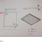 Versandmetall Op maat gemaakt - Douchebak van roestvrij staal, douchebodem {R3A} 1,5 mm, binnenafwerking K320, afmetingen 700x900 mm, plus 20 mm rand, hoogte 40 mm, volgens schets