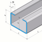 Versandmetall Set van 5 C-profielen van roestvrij staal, geborsteld V4A, hoogte 20 mm, breedte c = 40 mm, lengte 800 mm, plaatdikte 1,0 mm