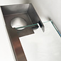 Versandmetall Regenrinne Glasdach 13mm und 18 mm, Sonderablauf - Endstück mit Ablaufstutzen d=60,3 mm- aus Edelstahl 1.4301 außen Schliff K320