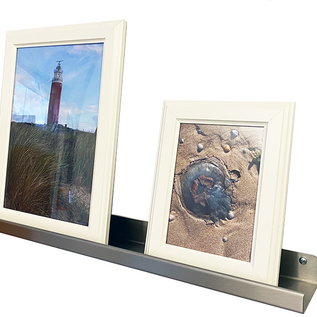 Versandmetall Speciale set van 4 fotolijsten/fotoplanken/kruidenrekken van roestvrij staal, 80 mm diep, aan beide zijden geborsteld (korrel 320), 1200 mm lang; 1 aluminium, ruw op maat gesneden 600x600 mm, plaatdikte 1,5 mm, beschermfolie aan één zijde; staal, ca. 100