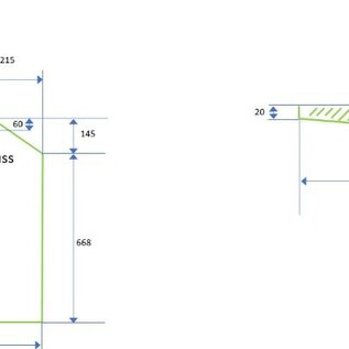 Versandmetall Spécial - Receveur de douche en acier inoxydable, base de douche { R1A } 1,5 mm, finition intérieure K320, dimensions 813 x 668 mm, hauteur 20/50 mm selon schéma
