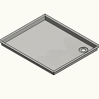 Versandmetall Receveur de douche spécial en acier inoxydable {R3A} 1,5 mm, finition intérieure brossée K320, dimensions 550 x 550 mm, plus un rebord de 20 mm, hauteur 45 mm