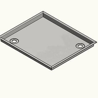 Versandmetall Receveur de douche spécial en acier inoxydable {R3A} 1,5 mm, finition intérieure brossée K320, dimensions 550 x 550 mm, plus un rebord de 20 mm, hauteur 45 mm