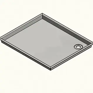Versandmetall Sonder - Edelstahl Duschwanne, Duschtasse { R3A } 1,5mm , INNEN Schliff K320, Maße600x700mm ,20mm umlaufender Rand, Höhe 25mm