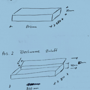 Versandmetall Set (2 St )  Edelstahlwanne Reihe 1 Ecken geschweißt 1,5mm 1x h=80mm axb 250x800mm, 1x h=40 axb 300x700mm einseitig  Schliff K320