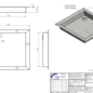 Versandmetall Douchebak op maat van roestvrij staal {R1/3A-1} 1,5 mm, K320 geborstelde afwerking aan de binnenzijde, 630 mm diep, 590 mm breed, 1 afvoergat voor 35 mm sifon in de hoek, 80 mm hoog, tweezijdige rand (2 zijden 45 mm, 2 zijden 60 mm), vervaardigd volgens s