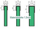 Versandmetall Ensemble de 14 profilés de chant en acier inoxydable, épaisseur 1,5 mm, pour verre de 17,52 mm d'épaisseur, dimensions 24 x 21 x 24 mm (18 mm intérieur), finition brossée K320 à l'extérieur, longueur 2500 mm.