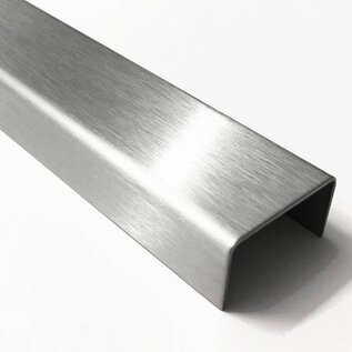 Versandmetall Set (3-teilig)Set U-Profile aus 2,0 mm Edelstahl , Oberfläche Schliff K320 Aussenmaße axcxb 14x16x14 mm (innen 12mm), Länge 1500mm