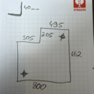 Versandmetall Receveur de douche spécial en acier inoxydable {R1A} 1,5 mm, intérieur finition brossée K320, dimensions selon schéma 662 x 800 mm, hauteur 40 mm, 2 orifices d'évacuation