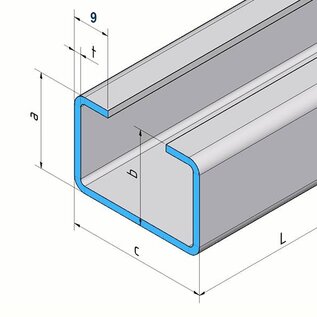 Versandmetall  Sonder Versandmetall C-Profil Edelstahl  11x32x11 mm Länge 2500mm,Blechstärke 1,0mm