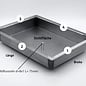 Versandmetall Ensemble de 5 bacs en acier inoxydable, {R3A} 1,5 mm, finition intérieure K320, dimensions sans rebord : largeur 120 mm, longueur 300 mm, dimensions extérieures avec rebord (20 mm) : 157 x 337 mm, 1 trou d’évacuation avec tuyau de diamètre 8 x 1,5 mm, lon