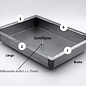 Versandmetall Set ( 5 Stück ) Edelstahlwanne, { R3A} 1,5mm, INNEN Schliff K320, Maße ohne Rand ), Breits 120 mm, Länge 300 mm Aussen mit Rand ((20mm ) 157x337mm, 1x Ablaufbohrung mit Rohr d= 8x1,5, L= 20 mm  Höhe/Tiefe= 50mm