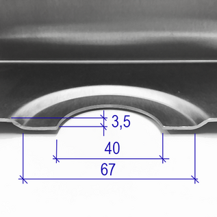 Versandmetall Sonder - Edelstahl Duschwanne, Duschtasse { R3A } 1,5mm , INNEN Schliff K320,  Maße815x521mm ,16 mm umlaufender Rand, Höhe 45mm
