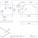 Versandmetall Sonder - Edelstahl Duschwanne, Duschtasse { R3A } 1,5mm , INNEN Schliff K320,  Maße815x521mm ,16 mm umlaufender Rand, Höhe 45mm