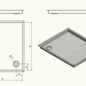 Versandmetall Receveur de douche spécial en acier inoxydable, base de douche {R3A-2} 1,5 mm, finition intérieure brossée K320, dimensions sans rebord (20 mm), profondeur 663 mm, largeur 763 mm, dimensions extérieures 700 x 800 mm, 2 trous d'évacuation, hauteur 60 mm