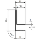 Versandmetall 6 Stück Sonder Edelstahl Glasdach-Regenrinne für  Sondermaß 70,5 / bis 8,76 mm 1.4301 Korn 320  L=2.500mm
