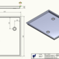Versandmetall Speciale roestvrijstalen douchebak, douchebodem {R3A-2} 1,5 mm, binnenafwerking K320, afmetingen zonder rand (20 mm), diepte 608 mm, breedte 763 mm, buitenafmetingen 645 x 800 mm, 2 afvoergaten, hoogte 40 mm