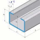 Versandmetall Speciaal klein geborsteld C-profiel, hoogte 20 mm, breedte c = 30 mm, lengte 2000 mm, gemaakt van 1,0 mm dik roestvrij staal, randafmeting g 8 mm, K320