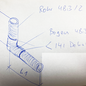 Ensemble de tubes ronds en acier inoxydable, 48,3 x 2 mm, diamètre intérieur 44,3 mm, 1.4301, finition rectifiée/brossée. 1 pièce, L = 800 mm – à couper sur mesure. 1 pièce d'assemblage coudé soudé selon le schéma : L1 20-30 cm, L2 25-35 cm, coude à 87° d