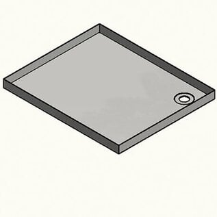 Versandmetall Douchebak van roestvrij staal, douchebodem {R1A} 1,5 mm, geborstelde binnenafwerking K320800 × 650 mm, 1 of 2 afvoergaten, 40 mm hoog