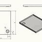 Versandmetall Douchebak van roestvrij staal, douchebodem {R1A} 1,5 mm, geborstelde binnenafwerking K320800 × 650 mm, 1 of 2 afvoergaten, 40 mm hoog