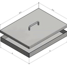 Versandmetall Edelstahlwanne mit Deckel,aus 1,5 mm Edelstahl V4A (316L), { R1 } 1,5mm, Außen  Schliff K320 ,Aussenmaß 350 × 250mm, Höhe 100mm