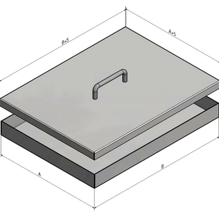 Versandmetall Edelstahlwanne mit Deckel,aus 1,5 mm Edelstahl V4A (316L), { R1 } 1,5mm, Außen  Schliff K320 ,Aussenmaß 350 × 250mm, Höhe 100mm