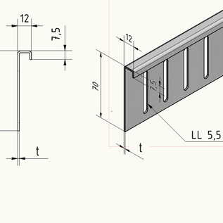 Versandmetall Oberteile für Kiesfangleiste Edelstahl höhenverstellbar 1.4301 L=2000mm – 90° gekantet