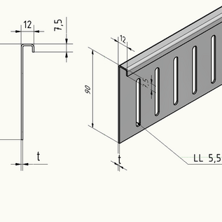 Versandmetall Oberteile für Kiesfangleiste Edelstahl höhenverstellbar 1.4301 L=2000mm – 90° gekantet