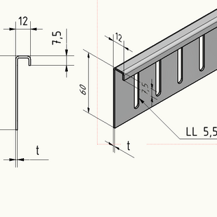 Versandmetall Oberteile für Kiesfangleiste Edelstahl höhenverstellbar 1.4301 L=2000mm – 90° gekantet