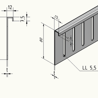 Versandmetall Oberteile für Kiesfangleiste Aluminium Al99,5  höhenverstellbar  L=1000mm – 90° gekantet