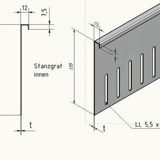 Versandmetall Oberteile für Kiesfangleiste Aluminium Al99,5  höhenverstellbar  L=1000mm – 90° gekantet