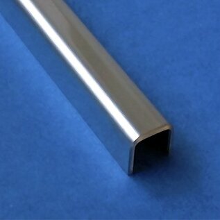 Versandmetall Glas Einfassprofil U-Profil aus 1,5 mm Edelstahl, V4A (316L) ,Maße 28x26x28mm (innemaß 23mm) ,Länge 2500mm