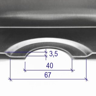 Versandmetall Speciale roestvrijstalen douchebak, douchebodem {R3A} 1,5 mm, geborstelde binnenafwerking K320, 932 x 1165 mm inclusief rand, 2 afvoergaten, 34,5 mm hoog, volgens schets